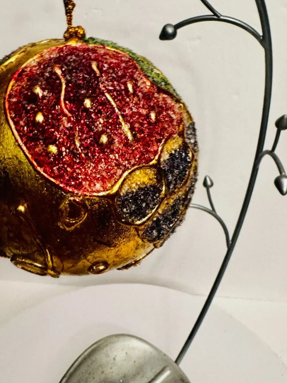 2 Textured Golden Ball Christmas Ornament 4.5